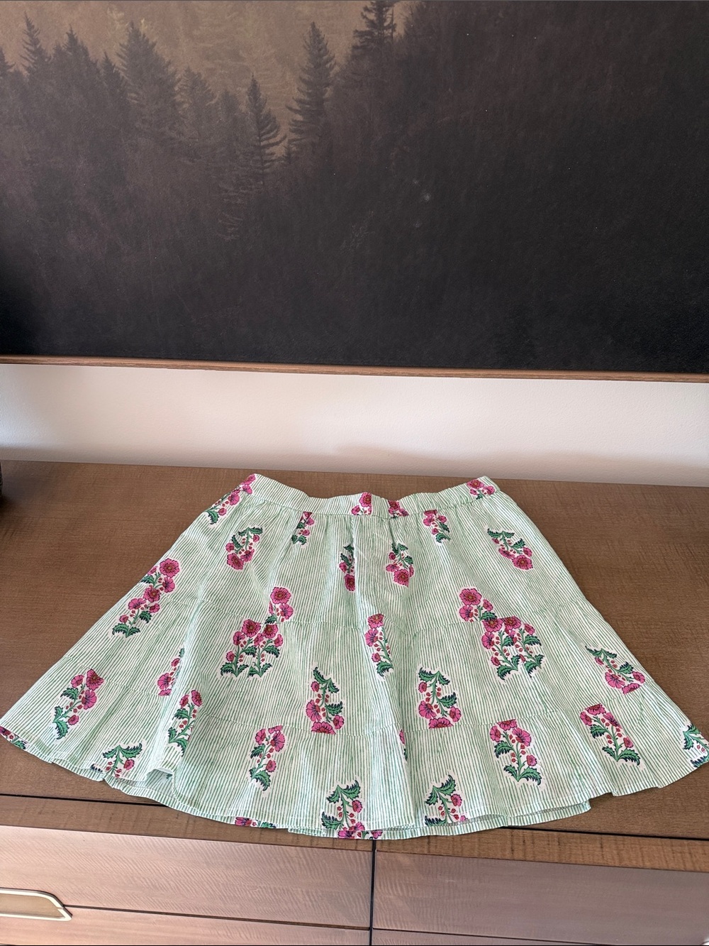 Floral Mint Green A-Line Skirt